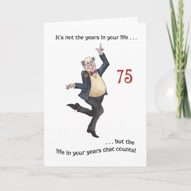 Fun Age-specific 75th Birthday Card for a Man (Front)