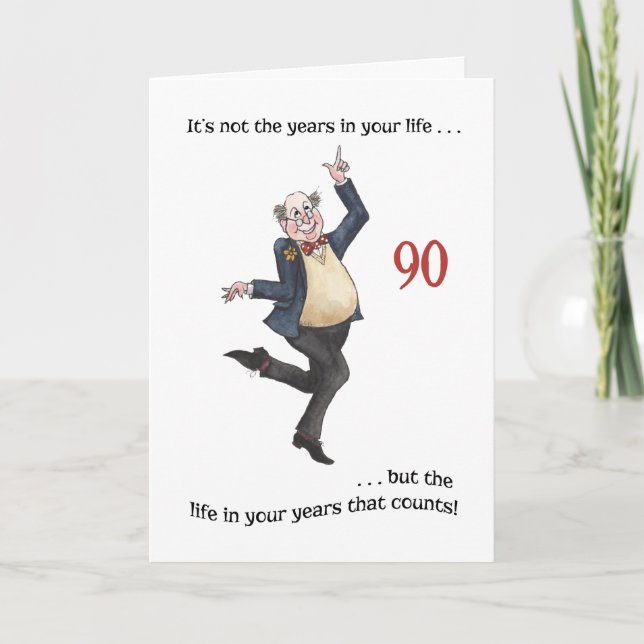 Fun Age-specific 90th Birthday Card for a Man (Front)