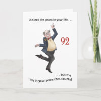 Fun Age-specific 92nd Birthday Card for a Man