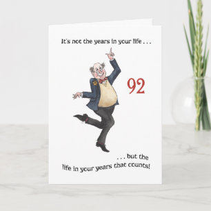 Fun Age-specific 92nd Birthday Card for a Man