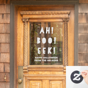 Fun Ah Boo Eek Happy Halloween White Custom  Window Cling