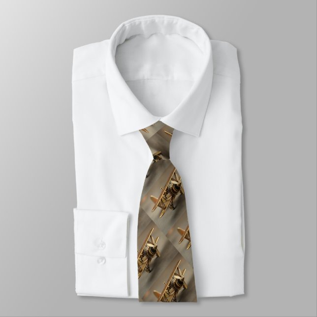 Fun Airplane Plane Pilot Steampunk Biplane  Tie (Tied)