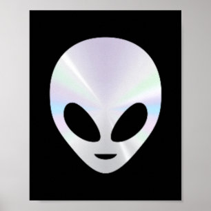 Fun Alien Head Cute Alien Funny UFO Women Men Poster