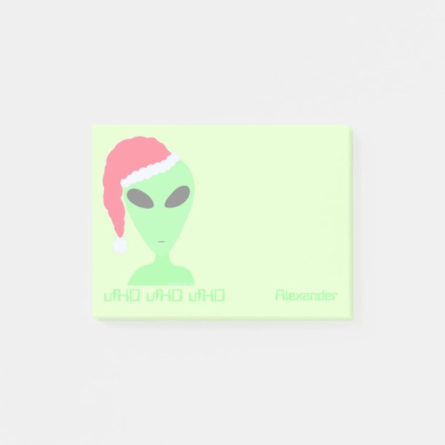 Fun Alien Santa Geek Humour ufHO Personalized Post-it Notes (Front)