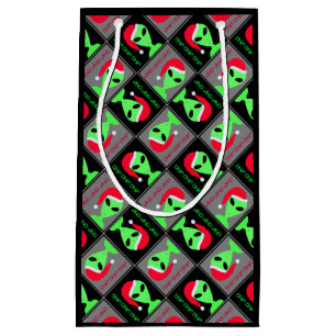 Fun Alien Santa Geek Small Christmas Pattern Gift Bag
