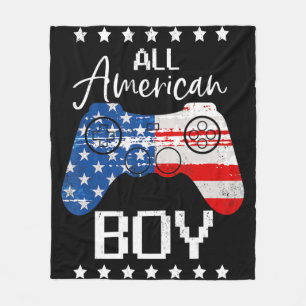 Fun All American Boys 4th July Son Video Game USA Fleece Blanket