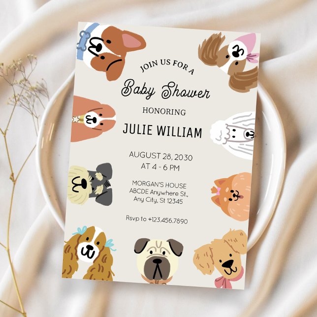 Fun all kinds of dogs head Baby Shower Invitation (Creator Uploaded)
