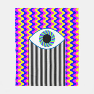 Fun all seeing eye digital art with multicolored w fleece blanket