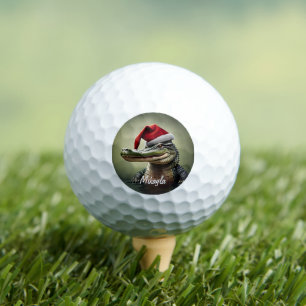 Fun Alligator in Santa Hat  Golf Balls