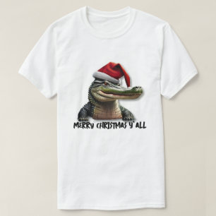Fun Alligator in Santa Hat   T-Shirt