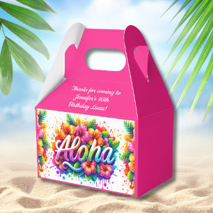 Fun Aloha Tropical Birthday Luau Pink Favor Box