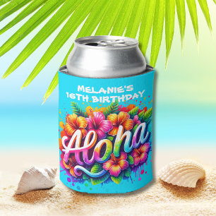 Fun Aloha Tropical Birthday Party Can Cooler