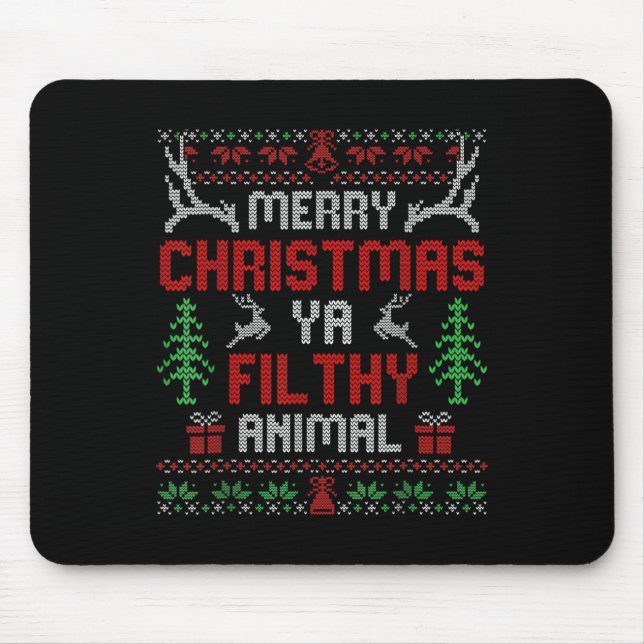 Fun Alone At Home Movies Merry Christmas You Filty Mouse Pad (Front)