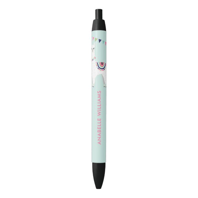 Fun Alpaca Personalized Black Ink Pen (Front Vertical)