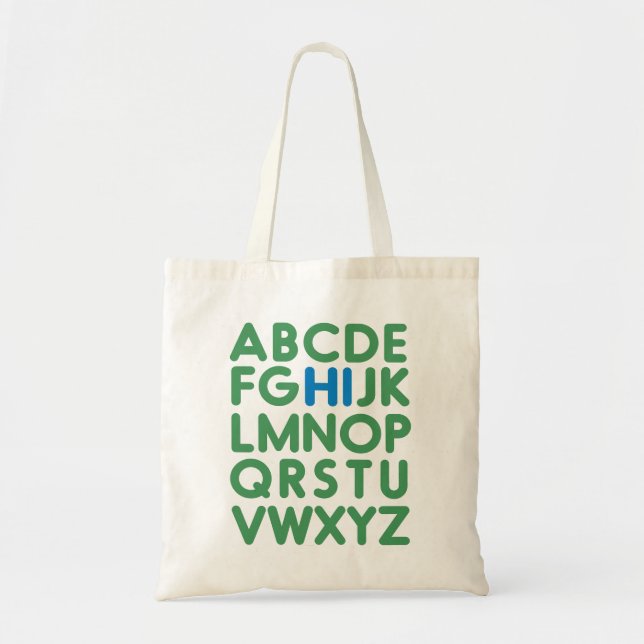 Fun Alphabet Typography Simple Green Library Tote Bag (Front)