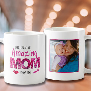 Fun Amazing Mom – Pink Photo Gift for New Moms Coffee Mug
