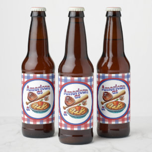 Fun American as Baseball & Apple Pie  Beer Bottle Label