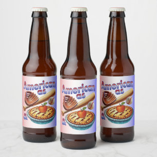 Fun American as Baseball & Apple Pie Beer Bottle Label