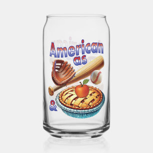 Fun American as Baseball & Apple Pie  Can Glass