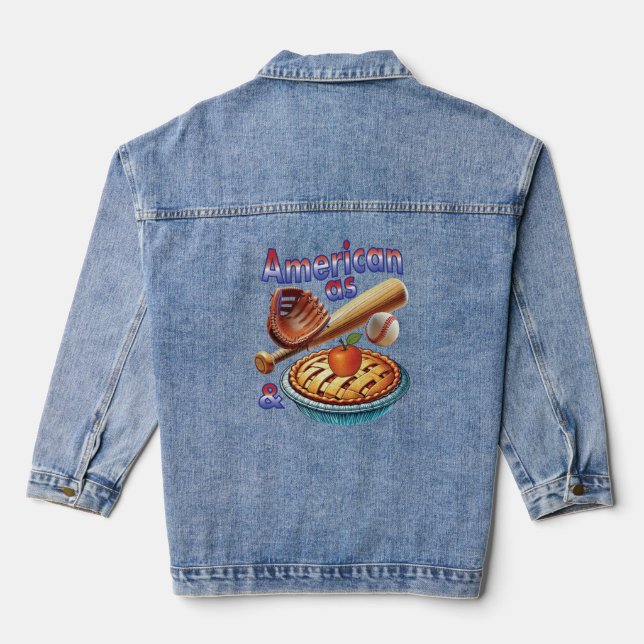 Fun American as Baseball & Apple Pie  Denim Jacket (Back)