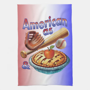 Fun American as Baseball & Apple Pie Kitchen Towel