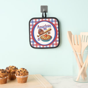 Fun American as Baseball & Apple Pie Pot Holder