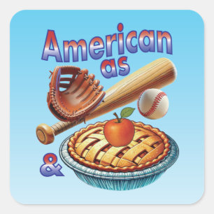 Fun American as Baseball & Apple Pie Square Sticker
