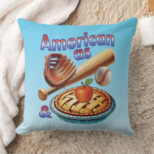 Fun American as Baseball & Apple Pie Throw Pillow