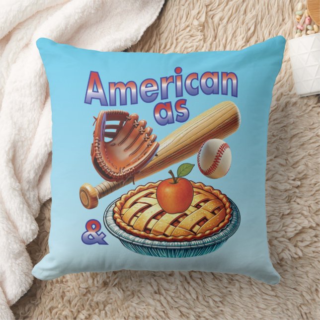 Fun American as Baseball & Apple Pie  Throw Pillow (Blanket)