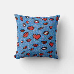 Fun and Bold Lips Pattern Throw Pillow