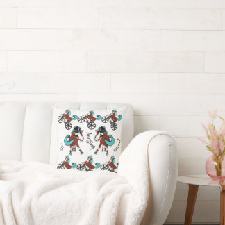 fun and bright horse design throw pillow