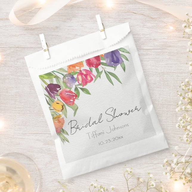 Fun and Bright Tulips and Greenery Bridal Shower Favour Bag (Clipped)