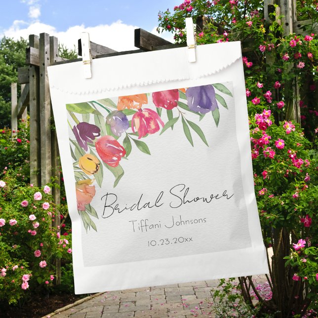 Fun and Bright Tulips and Greenery Bridal Shower Favour Bag (Creator Uploaded)
