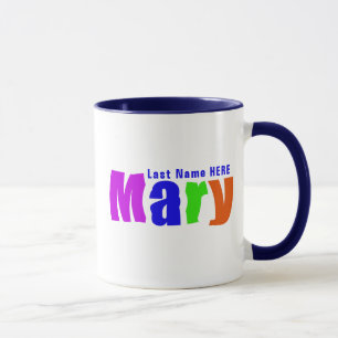 Fun and Cheerful Colourful "Mary" Name Art, Blue Mug