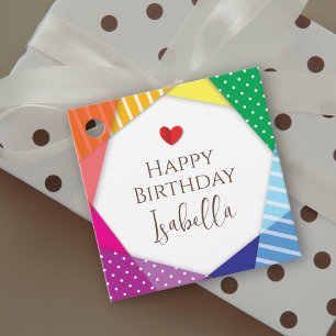 Fun and Colorful Festival Themed Happy Birthday Favour Tags