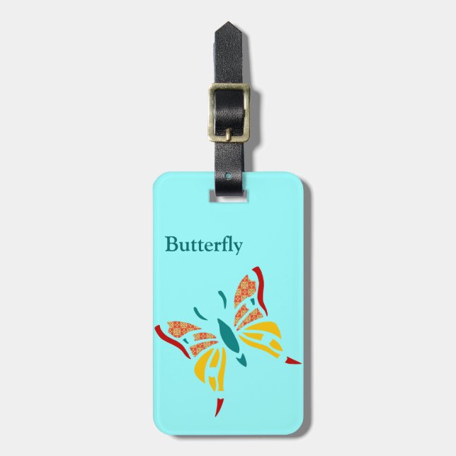 Fun and Colourful Butterfly Luggage Tag (Front Vertical)
