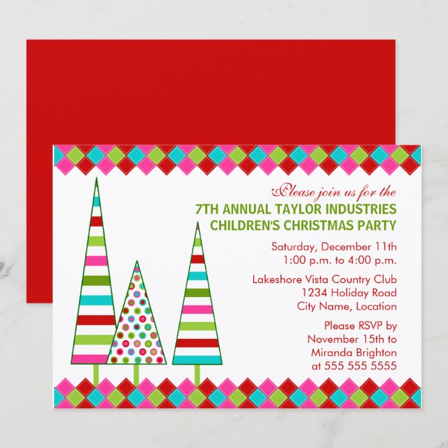Fun and Colourful Christmas Party Invitation (Front/Back)
