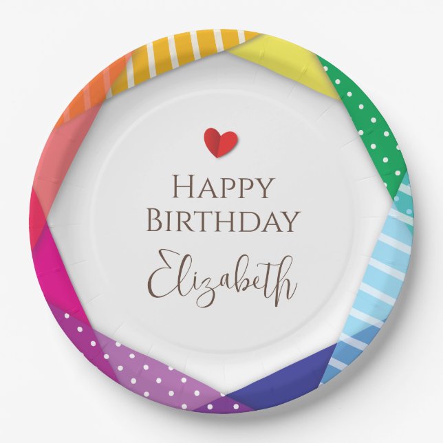 Fun and Colourful Festival Themed Happy Birthday Paper Plate (Front)