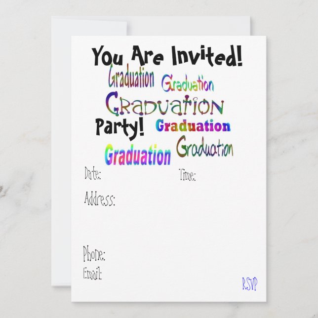 Fun and Colourful Graduation Party Invitation (Front)