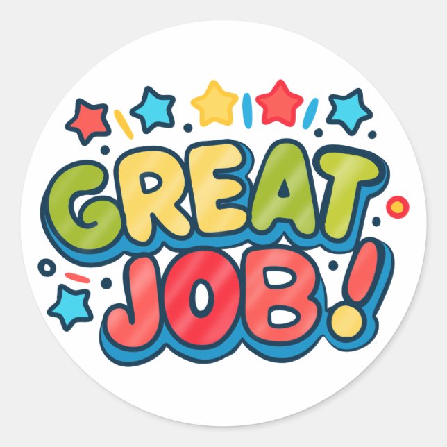 Fun and Colourful Great Job Reward Stickers (Front)