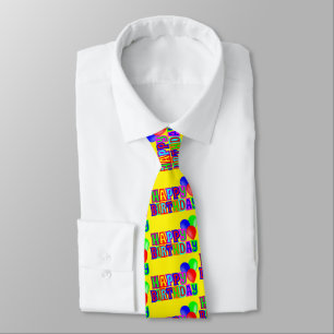 Fun and colourful happy birthday typography  tie