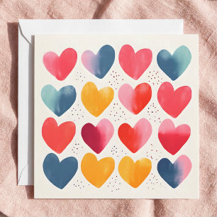 Fun and colourful hearts note card