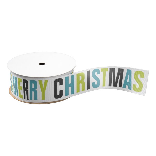 Fun and Colourful "Merry Christmas" Grosgrain Ribbon (Spool)