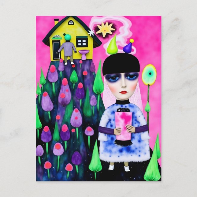 Fun and Colourful Mixed Media Collage Postcard (Front)