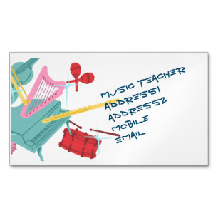Fun and colourful  music instruments  	Magnetic business card