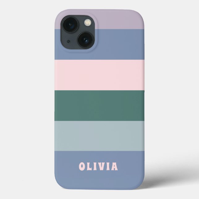 Fun and Colourful Pastel Stripes with your Name Case-Mate iPhone Case (Back)