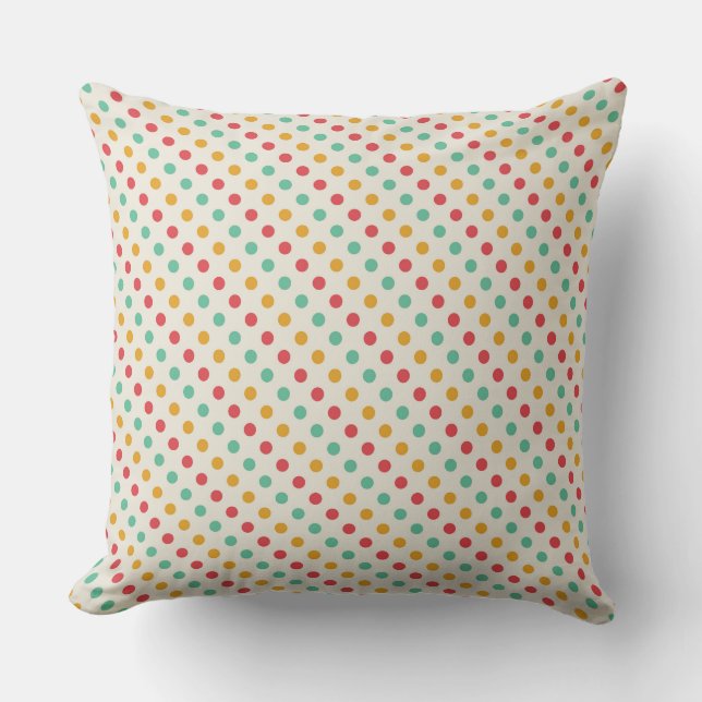 Fun and Colourful Polka Dot Pattern Throw Pillow (Front)