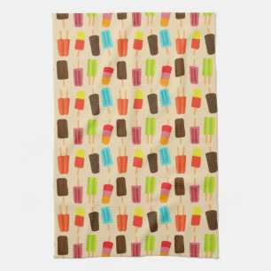 Fun and Colourful Popsicles Retro Pattern Kitchen Towel