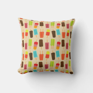Fun and Colourful Popsicles Retro Pattern Throw Pillow