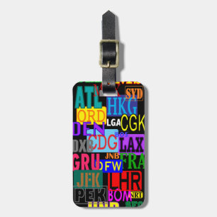 Fun and Colourful Three Letter Airport Codes Luggage Tag